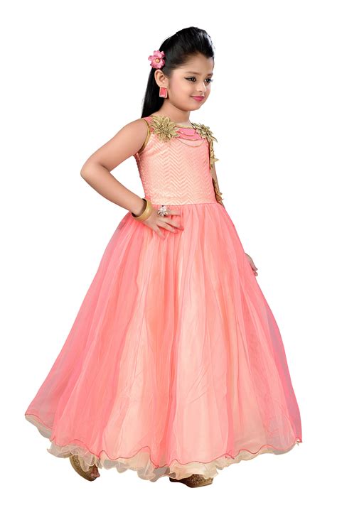 Buy Aarika Girls Pink Self Design Net Fabric Birthday Special Ball Gown