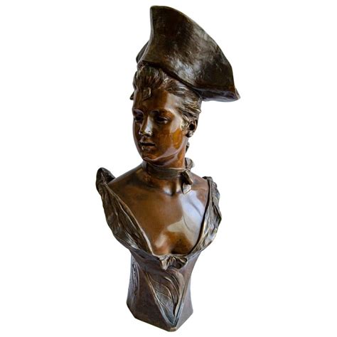 Fine Art Nouveau Cold Painted Bronze Bust Bianca By Cesare Ceribelli