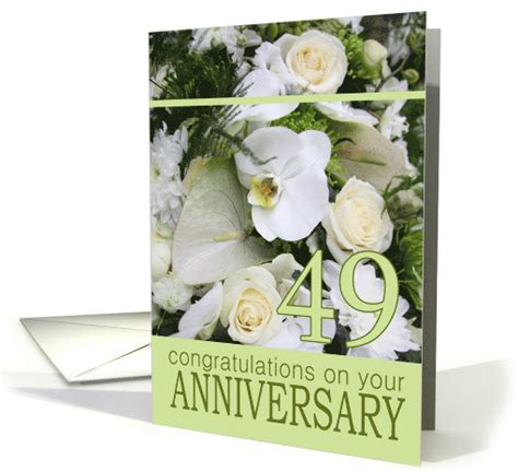 49th Wedding Anniversary White Mixed Bouquet Card 743129