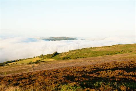 Low Clouds Over Rolling Hills In The English Countryside Stock Image