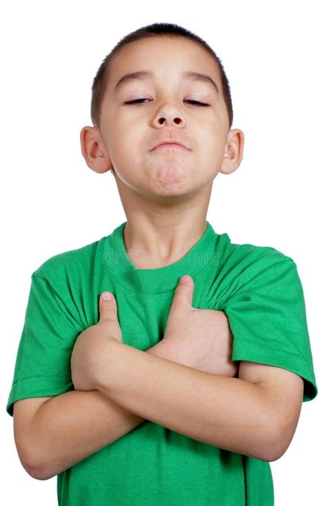 Kid With Arms Crossed Stubborn Stock Image Image Of Defiant Look