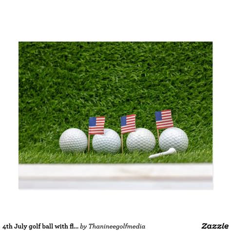 4th July Golf Ball With Flag Of America On Green Postcard