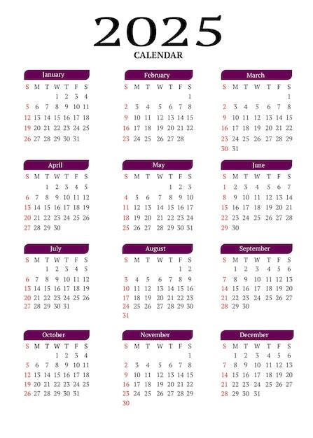 Premium Vector 2025 Calendar Design