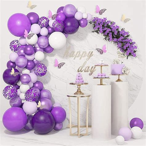 Buy 124pcs Purple Balloon Garland Arch Kit Include Butterfly Paper