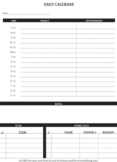 Printable Daily Calendar Template Printable Templates