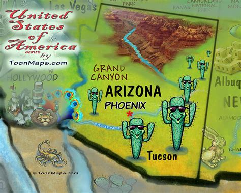 Arizona Fun Map Digital Art By Kevin Middleton Fine Art America