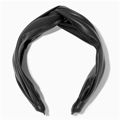Black Faux Leather Twisted Headband Claires Us