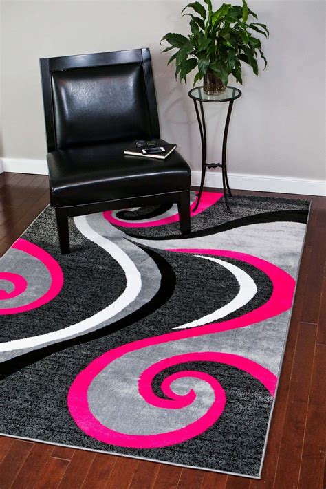 Dizziness black & white striped swirl round mat bedroom living room area rugs. Cool Pink Swirl Rug For Living Room : Gray Pink Abstract Swirls Contemporary Area Rugs ...