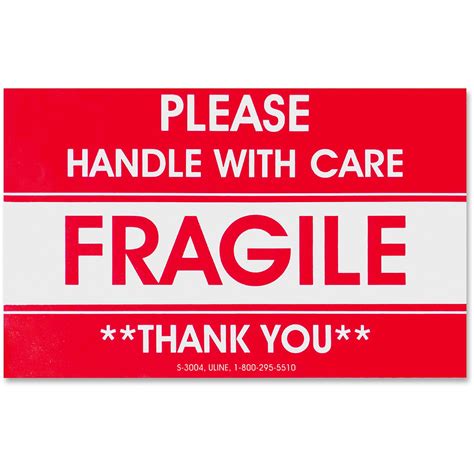 Tatco Fragilehandle With Care Shipping Label Red 500 Roll