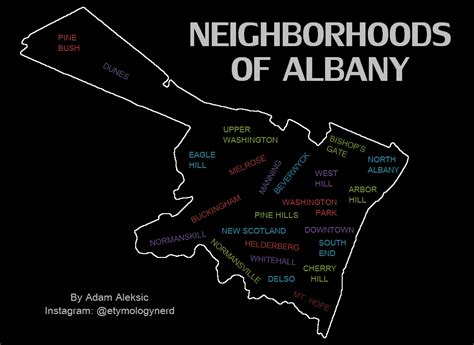 I Made A Simple Map Showing The Neighborhoods Of Albany Ny 996 X 725