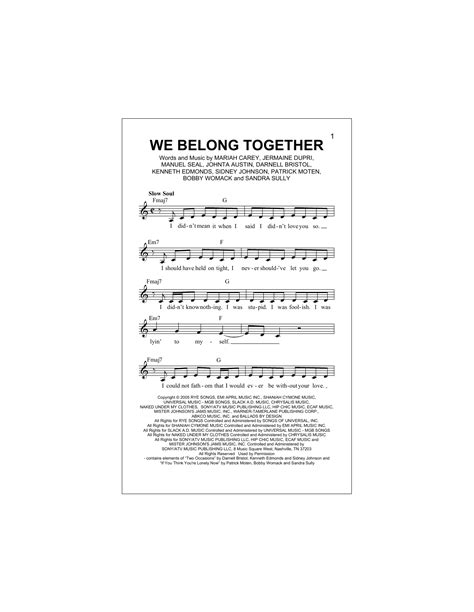 Mariah Carey We Belong Together Sheet Music
