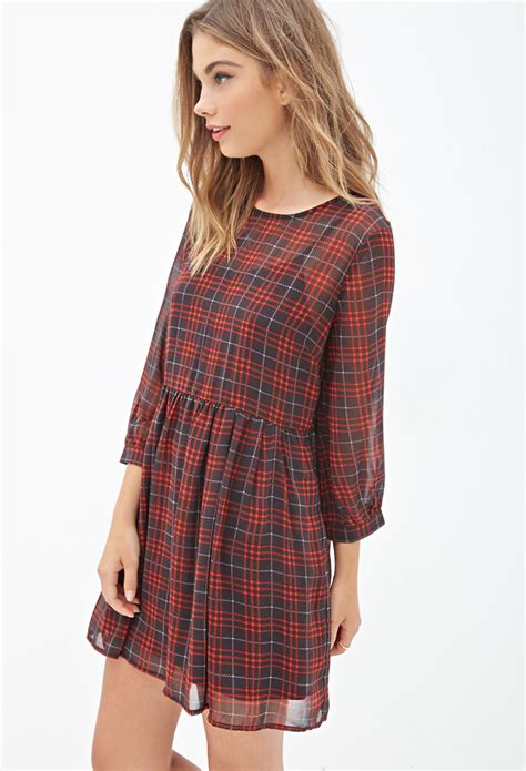 Forever 21 Plaid Chiffon Babydoll Dress Youve Been Added To The