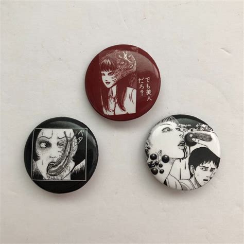 Junji Ito Tomie Slug Girl Lot Of 3 Buttons Pins Used 4672258982