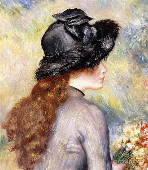 Young Girl Holding A Bouquet Of Tulips Painting By Pierre Auguste Renoir