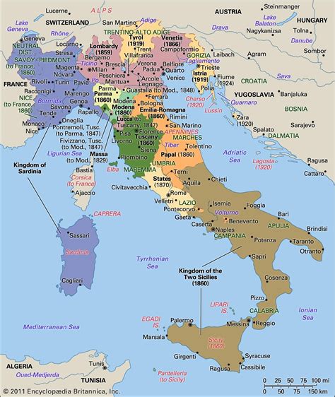 The Unification Of Italy The Dates Are Those Of Annexation First To