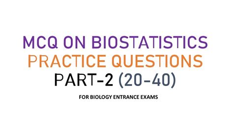 Biostatistics Mcq Series Part 2 For Biology Entrance Exams Ii Phd