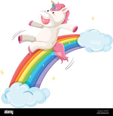 A Unicorn Slide On Rainbow Stock Vector Image And Art Alamy