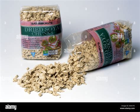 Packets Of Dried Soya Chunks Stock Photo Alamy