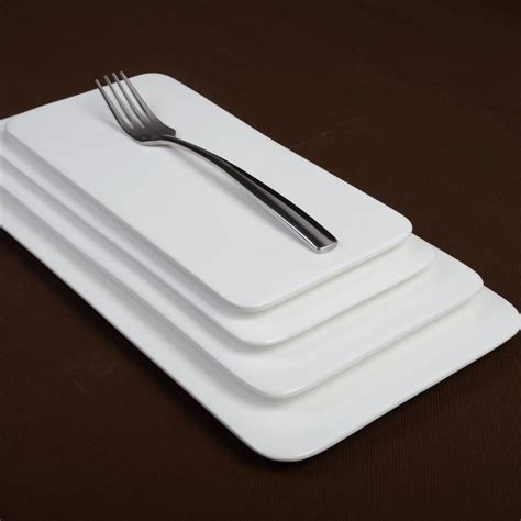 12 14 16 Inch Ceramic Porcelain White Rectangular Flat Steak Plate