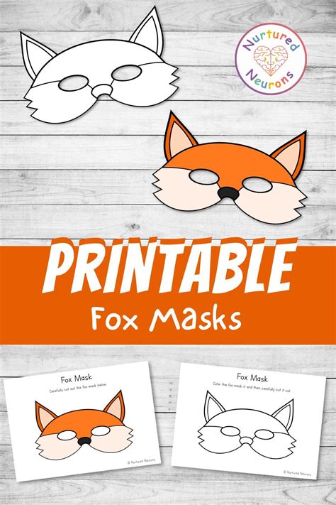Diy Printable Fox Masks Color And Plain Templates Pdf Artofit