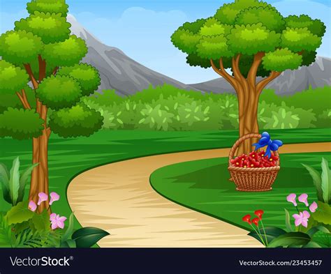 Cartoon Of Beautiful Garden Background With Dirt R Vector Image On