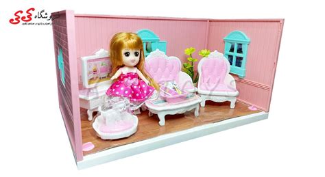 خانه عروسک باربی کوچک با وسایل اتاق پذیرایی Vc030c