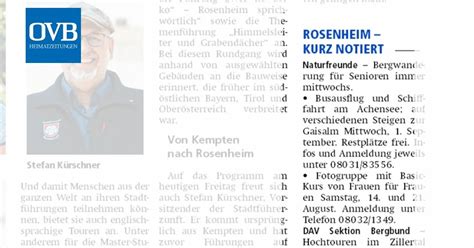 Rosenheim Kurz Notiert Ovb Heimatzeitungen