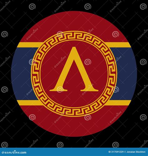 Circle Badge Sparta Flag Vector Illustration Isolated Spartan Flag