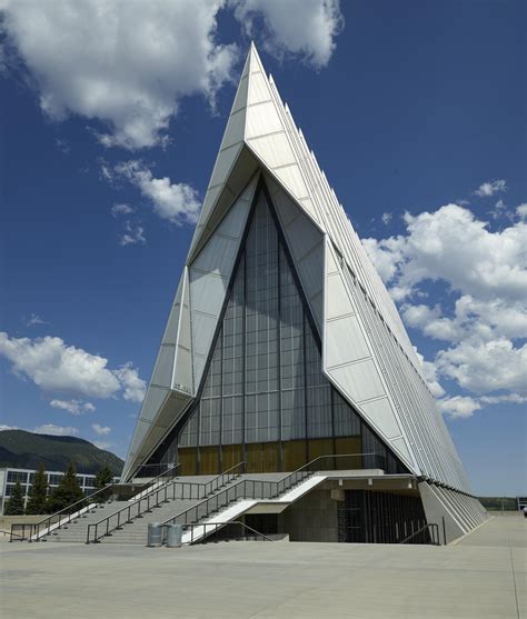 Frontal View Of The United States Air Force Academy Cadet Chapel In