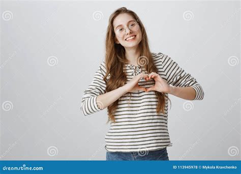 Loving And Caring Girlfriend Showing Her Affection Portrait Of Charming Woman In Relationship