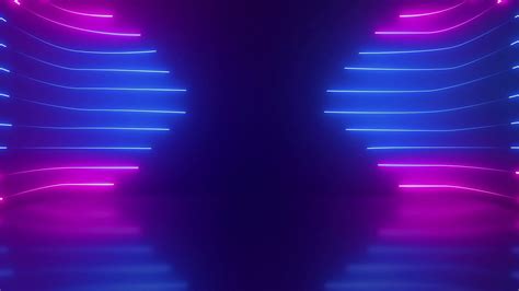 Horizontal Glowing Neon Lights Stage Loop Animated Background Free