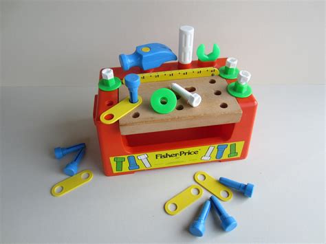 Vintage 1980 Fisher Price Wood Top Workbench 927