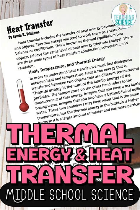 Thermal Energy And Heat Transfer Middle School Science Unit Teaching