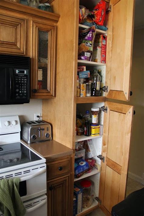 Why not just build the cabinets all the way to the ceiling? Building a Kitchen Pantry on a Budget