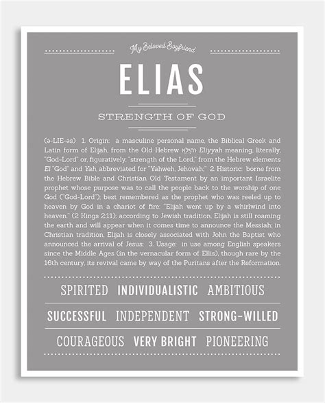 Elias Name Art Print Classic Names Names With Meaning