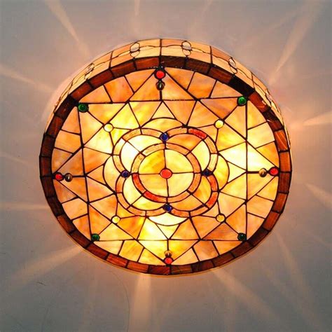 Stained Glass 3 Light Flush Mount Ceiling Fixture Tiffany Lighting Lamp Shade 615855051208 Ebay