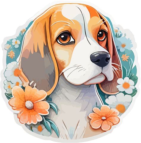 Adorable Beagle Dog Head Sticker In Ai Generative 26792863 Png