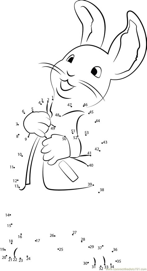 Funny Peter Rabbit Dot To Dot Printable Worksheet Connect The Dots