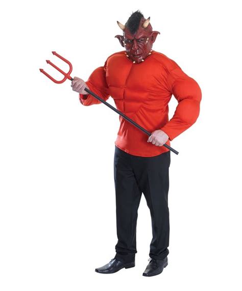Padded Muscle Devil Demon Top Halloween One Size Mens Fancy Dress