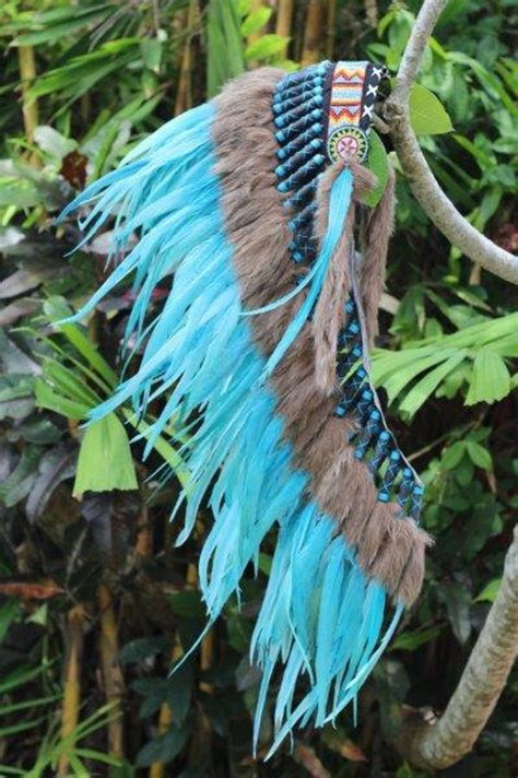 Medium Indian Headdress Replica Made With Real Full Turquoise Etsy