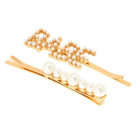 Gold Babe Pearl Hair Pins 2 Pack Claires Us