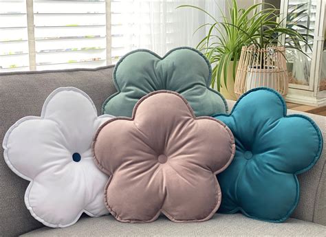 Velvet Flower Shaped Cushion Flower Shaped Pillow Decorative Etsy