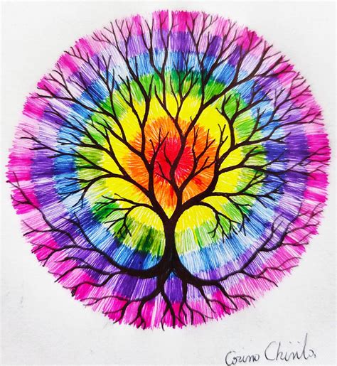 The Tree Of Life And The Colors Of The Rainbow Drawing By Chirila
