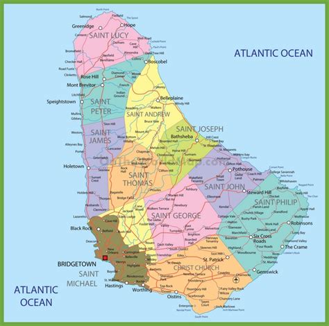 Barbados Political Map Ontheworldmap Com