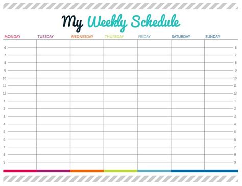 Weekly Schedule Time Management Weekly Calendar Printable Schedule