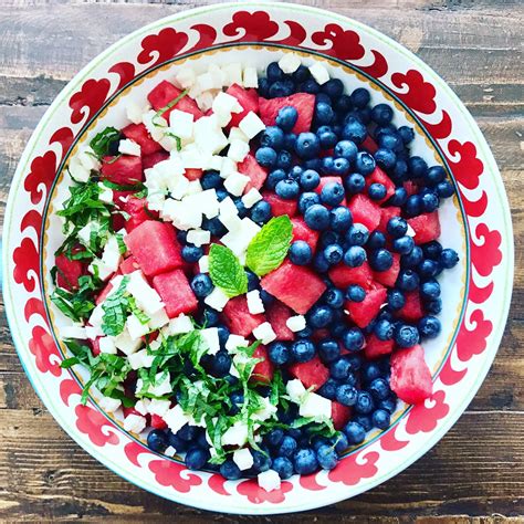 Watermelon Blueberry Feta And Mint Salad