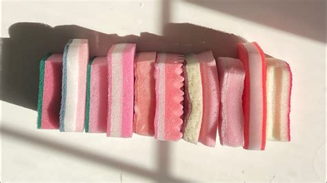 Asmr🧁🎀 Bulk Kitchen Sponge Ripping Variety Dry Wet Soapy Jelly Crispy Foam Scour Sounds