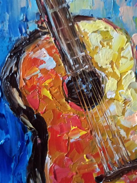 Guitar Painting Original Oil Art Impasto Abstraction Musical Etsy