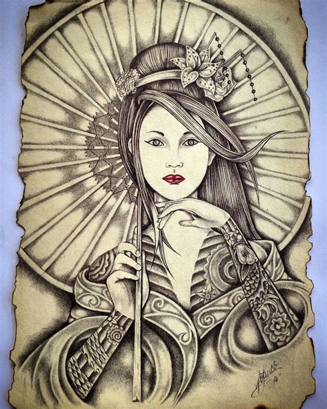 Geisha Frozen Coloring Pages Diamond Tattoos Chinese Tattoo Geisha