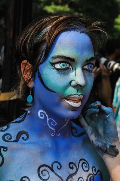 Nude Artists During First Official Body Painting Event Stock